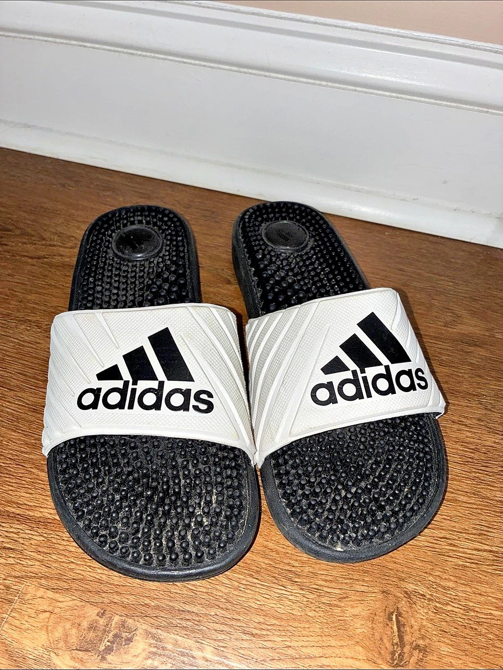 adidas Adilette Comfort Slides White & Black Slides womens 7